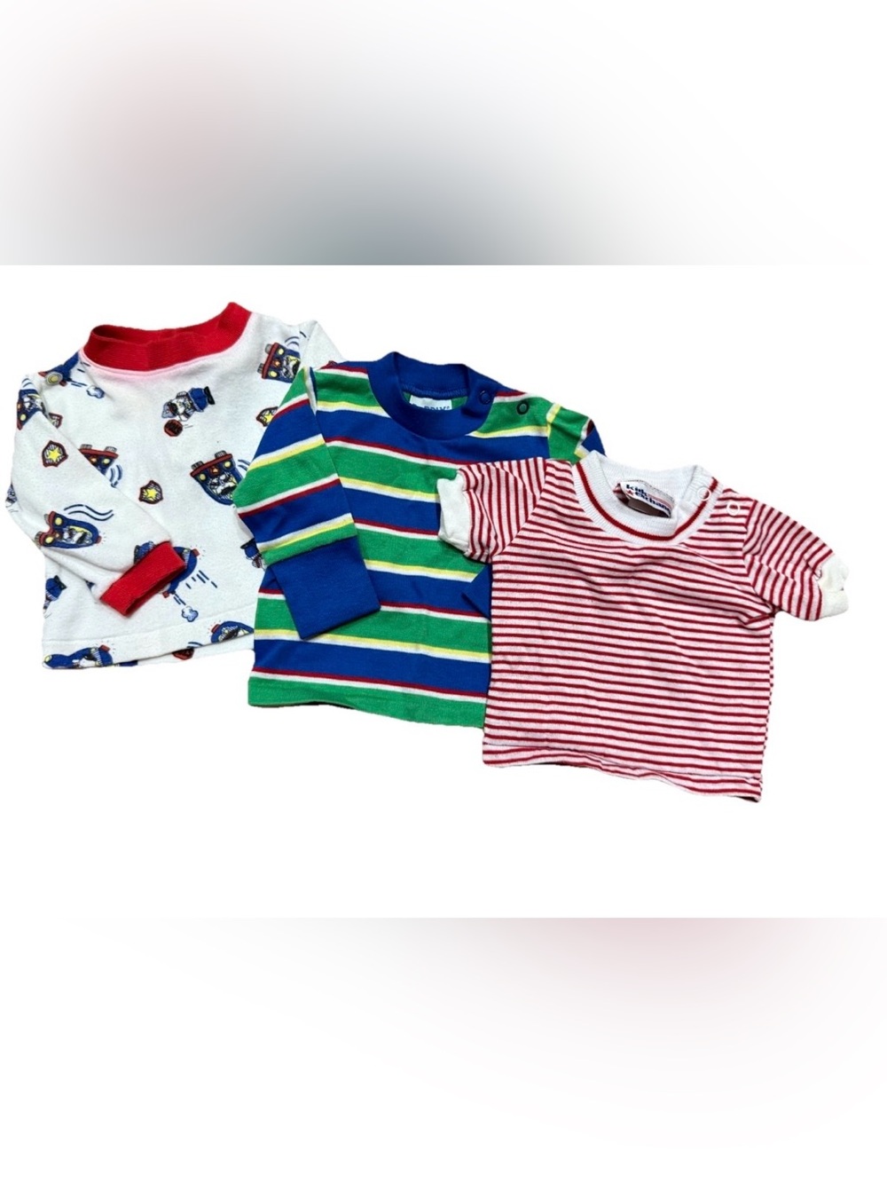 Vintage 80s 90s Boys Shirt Bundle of 3 Size 6-9 mo Striped